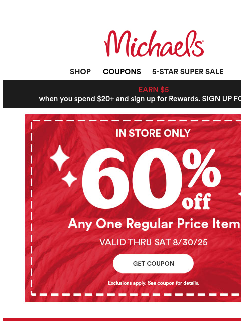 michaels newsletter: 👀 Looking for fabric or yarn? We’ve got you!