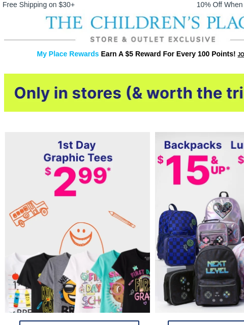 childrensplace newsletter: Backpacks with *Major* Personality $15+🎒😎