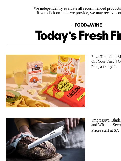 foodandwine newsletter: Blades From Heckels, Cuisinart, and Wüsthof Secret...