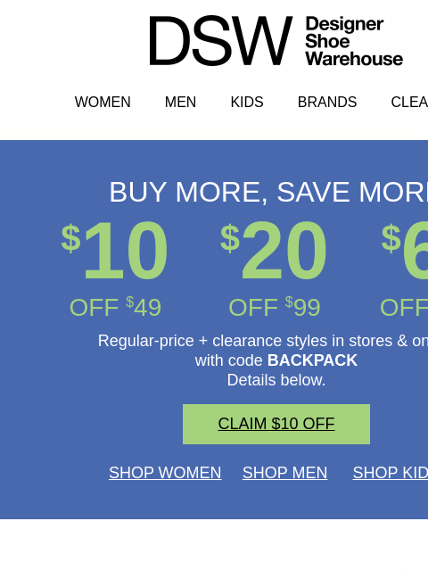 dsw newsletter: Final hours for $10 off…