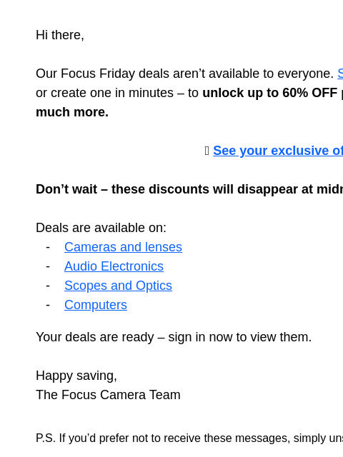 focuscamera newsletter: Final hours for members-only deals