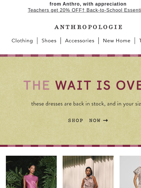 anthropologie newsletter: Restocked: dresses you missed