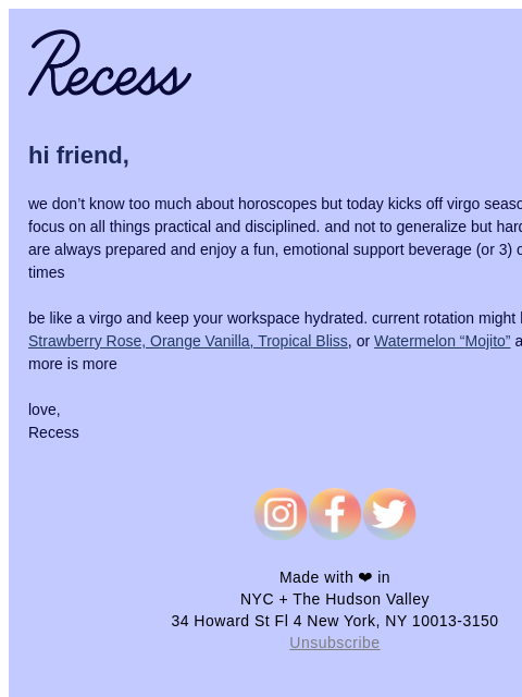 takearecess newsletter: virgos say relaxxxxxxx