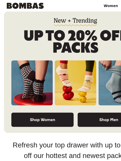 bombas newsletter: Up to 20% Off Our Hottest Packs