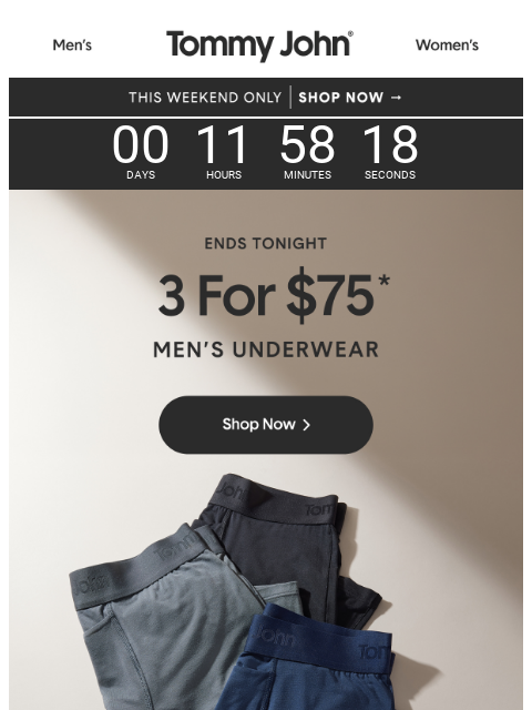 tommyjohn newsletter: THIS IS IT ‼️ Last Chance For 3/$75