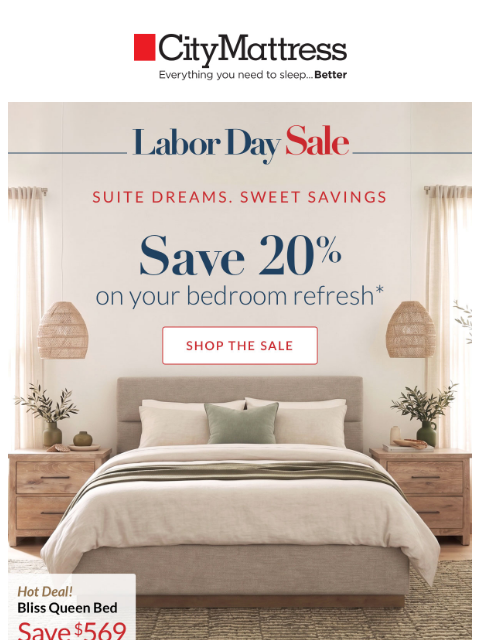 citymattress newsletter: The Labor Day Bedroom Sale is on!