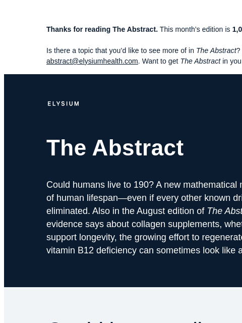 elysiumhealth newsletter: Could humans live to 190?