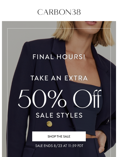 carbon38 newsletter: Final Hours: Save an extra 50%