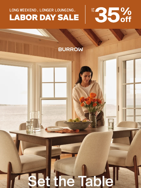 burrow newsletter: Set the table and save up to 35%