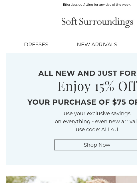 softsurroundings newsletter: Easy-Care Shirts.