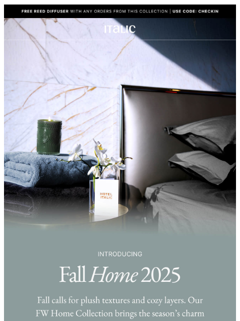italic newsletter: NEW: Fall Home Collection