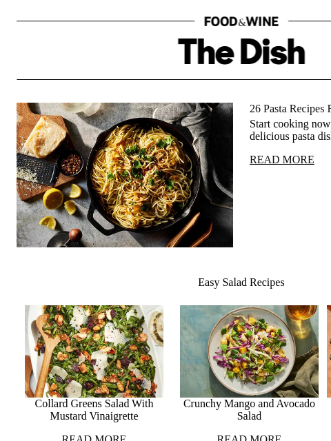 foodandwine newsletter: 26 Pasta Recipes Ready in 30 Minutes or Less