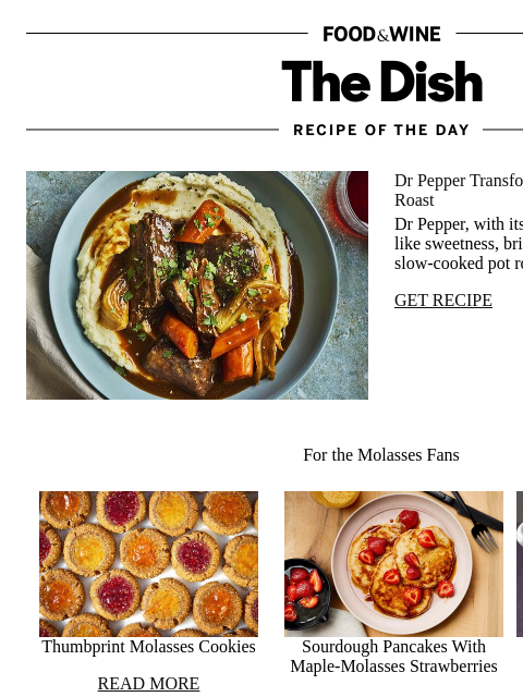 foodandwine newsletter: Dr Pepper–Braised Pot Roast