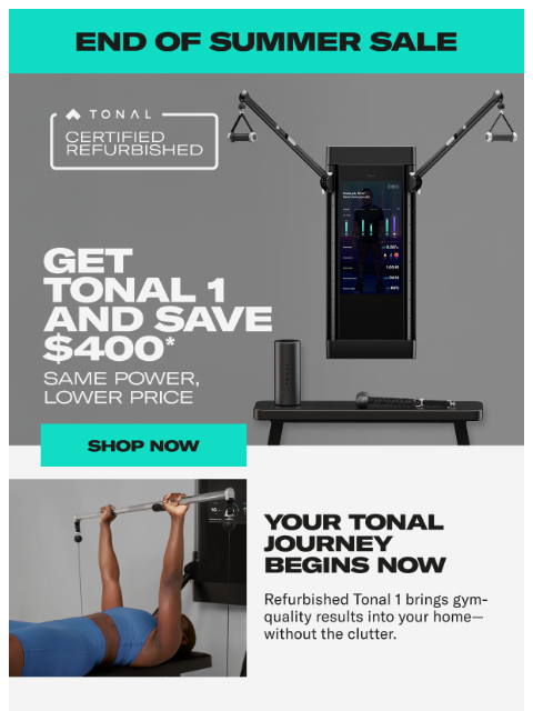 tonal newsletter: Own Tonal Refurbished for just $55/month