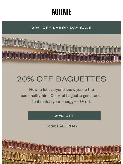 auratenewyork newsletter: 20% OFF FOR PERSONALITY HIRES