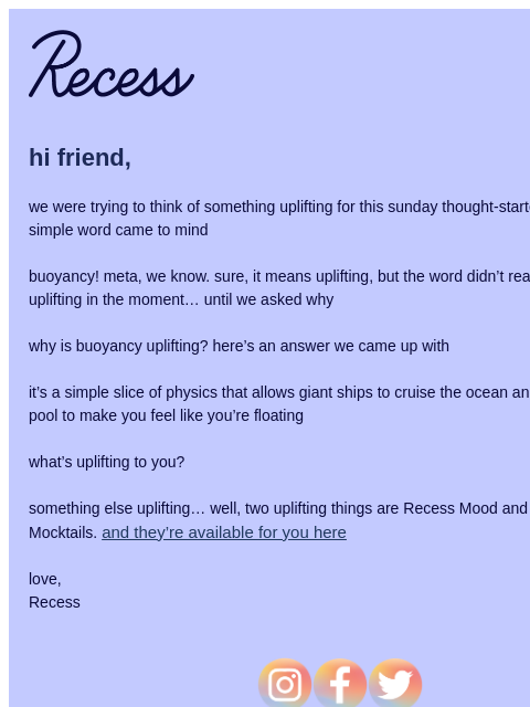 takearecess newsletter: something uplifting