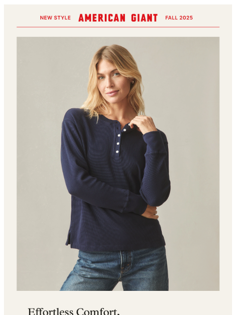 american-giant newsletter: An Updated Look for a Henley She'll Love