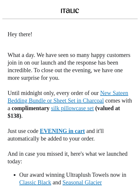 italic newsletter: FREE Silk Pillowcase | Meet Fall’s NEW Drop