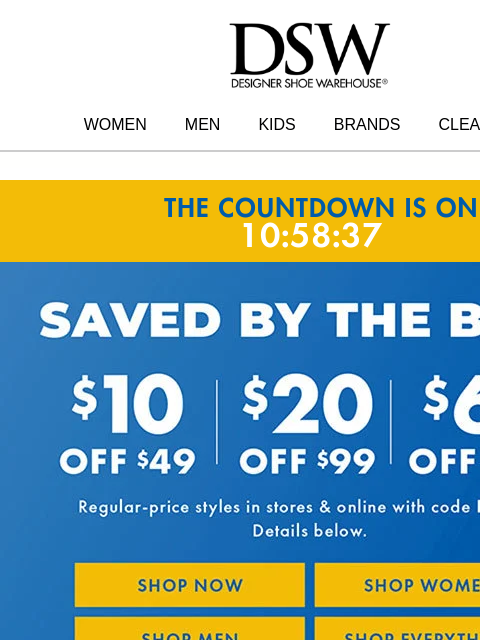 dsw newsletter: $10 OFF, $10 OFF, $10 OFF 📣