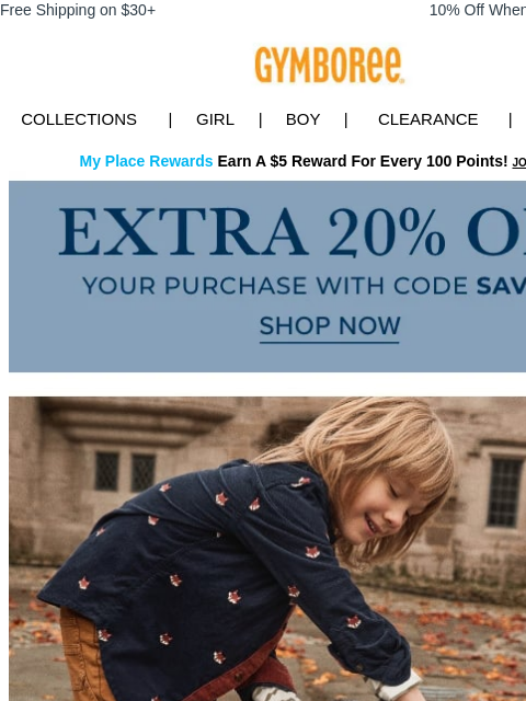 gymboree newsletter: Your Soon-To-Be-Favorite Fall Styles 👇 + Extra 20...