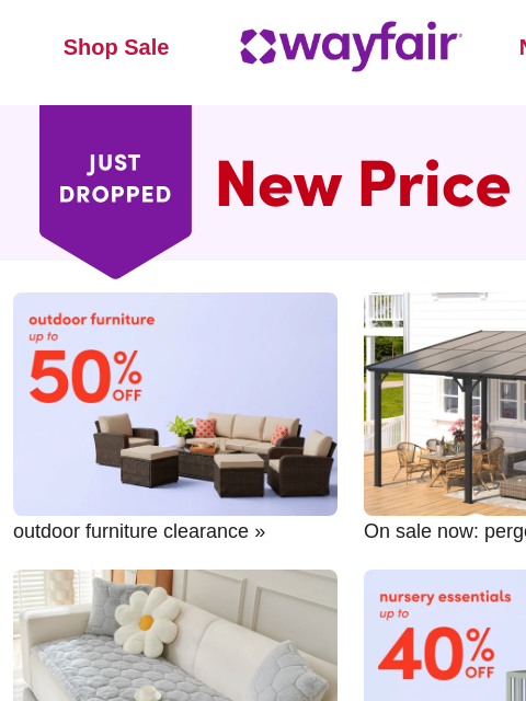 wayfair newsletter: OUTDOOR FURNITURE up to 50% OFF ➡️