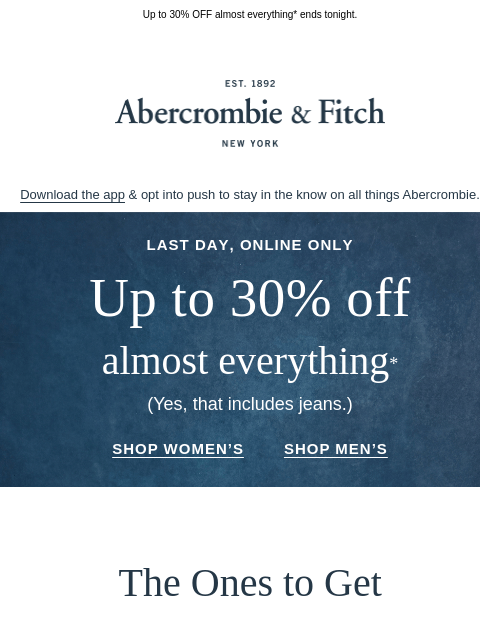 abercrombie newsletter: Here today, gone tomorrow.