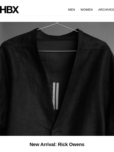 hbx newsletter: New Arrival: Rick Owens