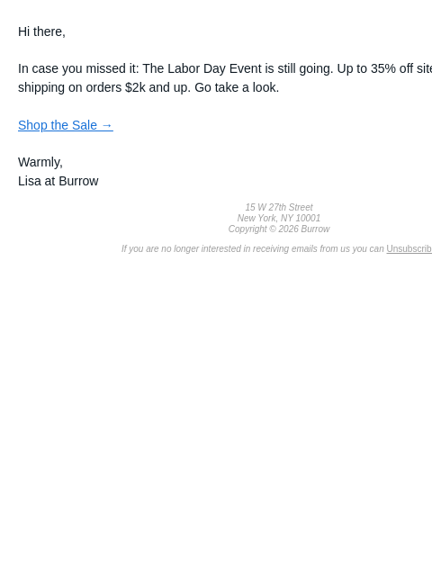 burrow newsletter: Good news. The sale got extended.