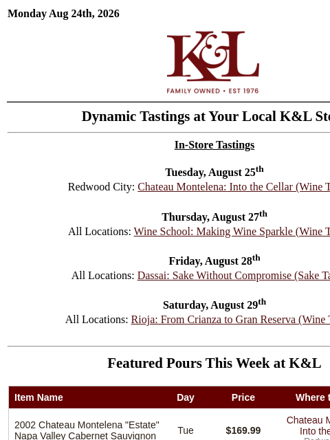 klwines newsletter: Wine School is Back in Session, Sip Sake Without C...