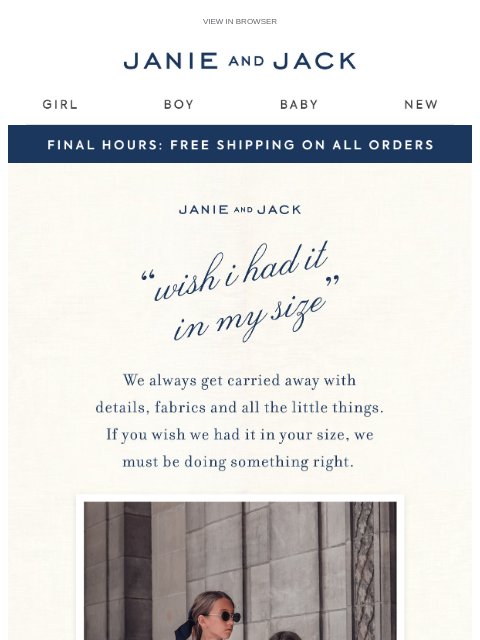 janieandjack newsletter: Fall's must-have denim dress + free shipping