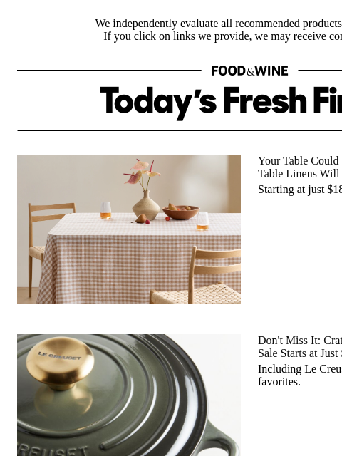 foodandwine newsletter: Run! Crate & Barrel's End-of-Season Sale Is Full o...