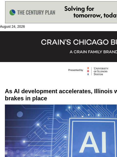 crainalerts newsletter: ​Illinois leads on AI accountability