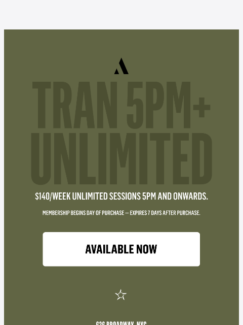 aarmy newsletter: TRAIN UNLIMITED 5PM+ 🫡