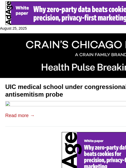 crainalerts newsletter: UIC medical school faces antisemitism probe
