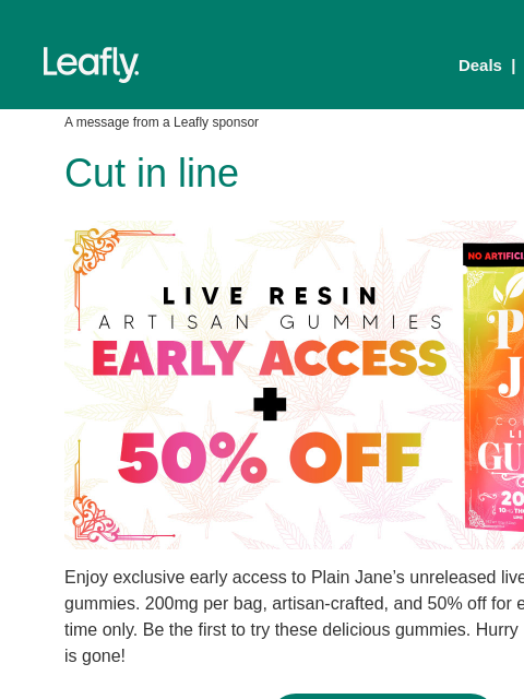 leafly newsletter: Secret drop—50% off 🤫