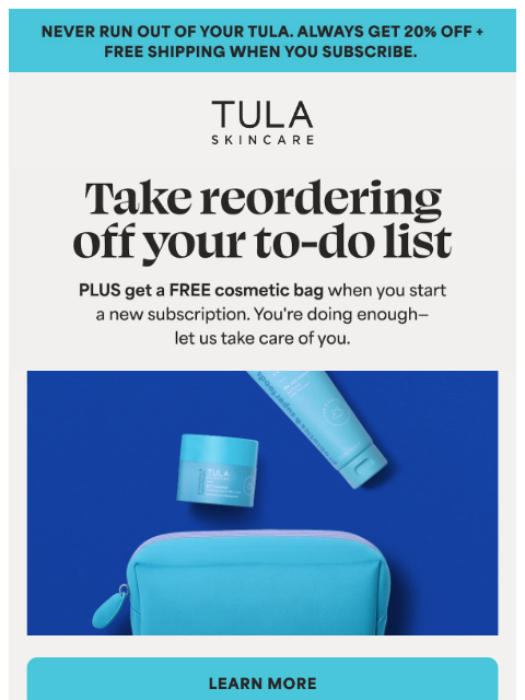 tula newsletter: 20% off✔️ FREE shipping✔️ For LIFE✔️