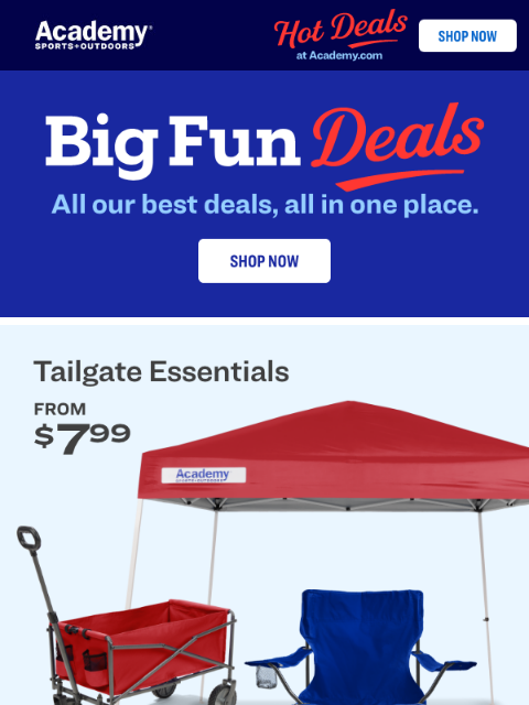 academy newsletter: Gear Up for Tailgate Season, From $7.99