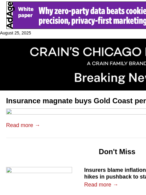 crainalerts newsletter: Insurance magnate buys Gold Coast penthouse