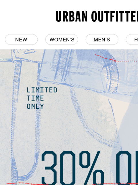 urbanoutfitters newsletter: almost over… 30% Off BDG 👖