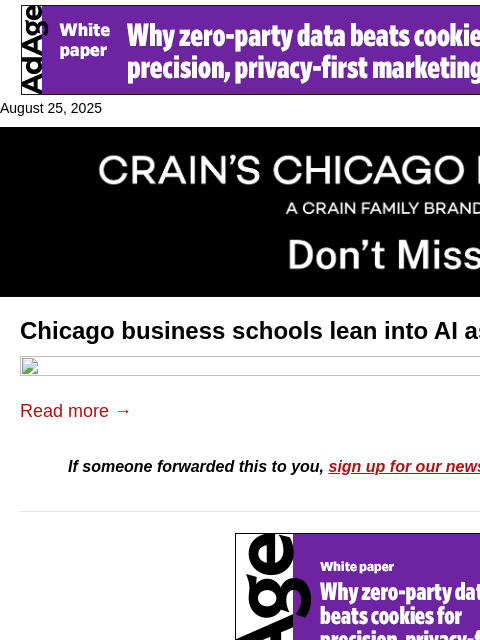 crainalerts newsletter: Biz schools lean into AI