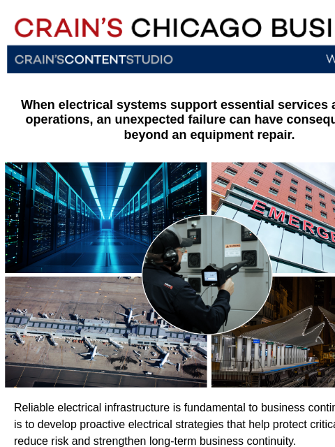 craincontentstudio newsletter: How critical facilities can reduce electrical down...