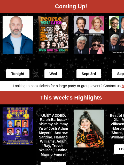 comedystore newsletter: Tom Segura, Marc Maron, Annie Lederman, Pauly Shor...