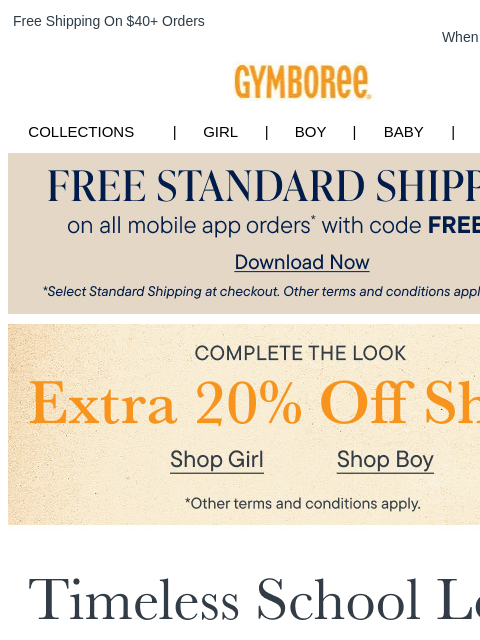 gymboree newsletter: First School Year? Explore these Timeless Looks