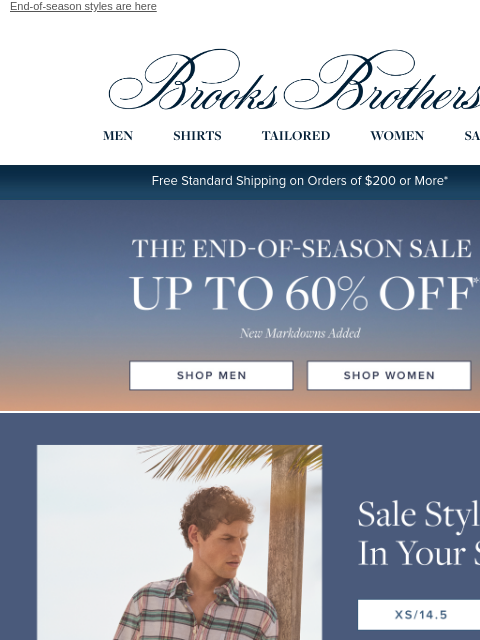 brooksbrothers newsletter: Ends Today: Up to 60% off in your size