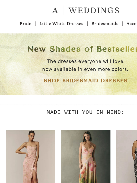anthropologie newsletter: Bridal party bestsellers, in new colors