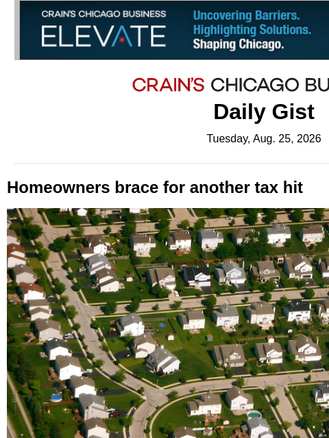 crainalerts newsletter: Homeowners brace for another tax hit