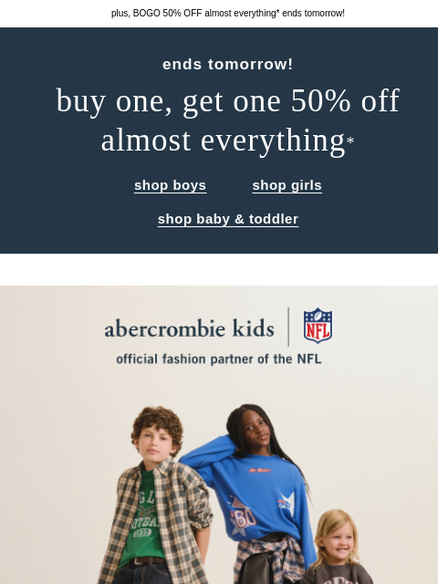 abercrombie newsletter: get them gear before the season kicks off
