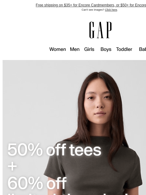 gap newsletter: You're being treated to 60% off + deals on tees