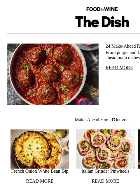 foodandwine newsletter: 24 Make-Ahead Recipes for Effortless Dinners