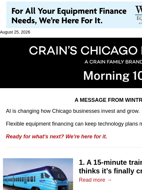 crainalerts newsletter: A new O'Hare express train plan